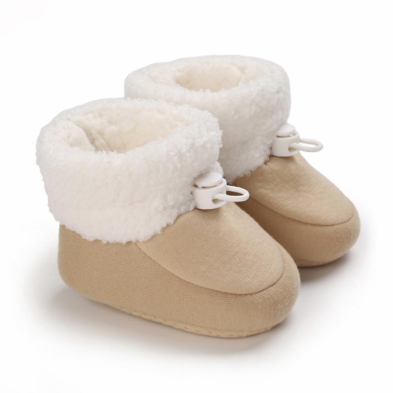 

Boots Baby Shoes Boy Girl Booties Winter Warm Cotton Color Matching Crawl Anti-slip Toddler Prewalkers Soft Infant Crib, Black;grey