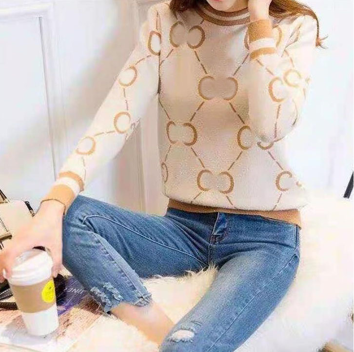 

Style Knit Cardigans Sweater Women Round Neck Loose elegaht Thicked Pull Femme Print Short Casual Coat PP GG's-466, White;black