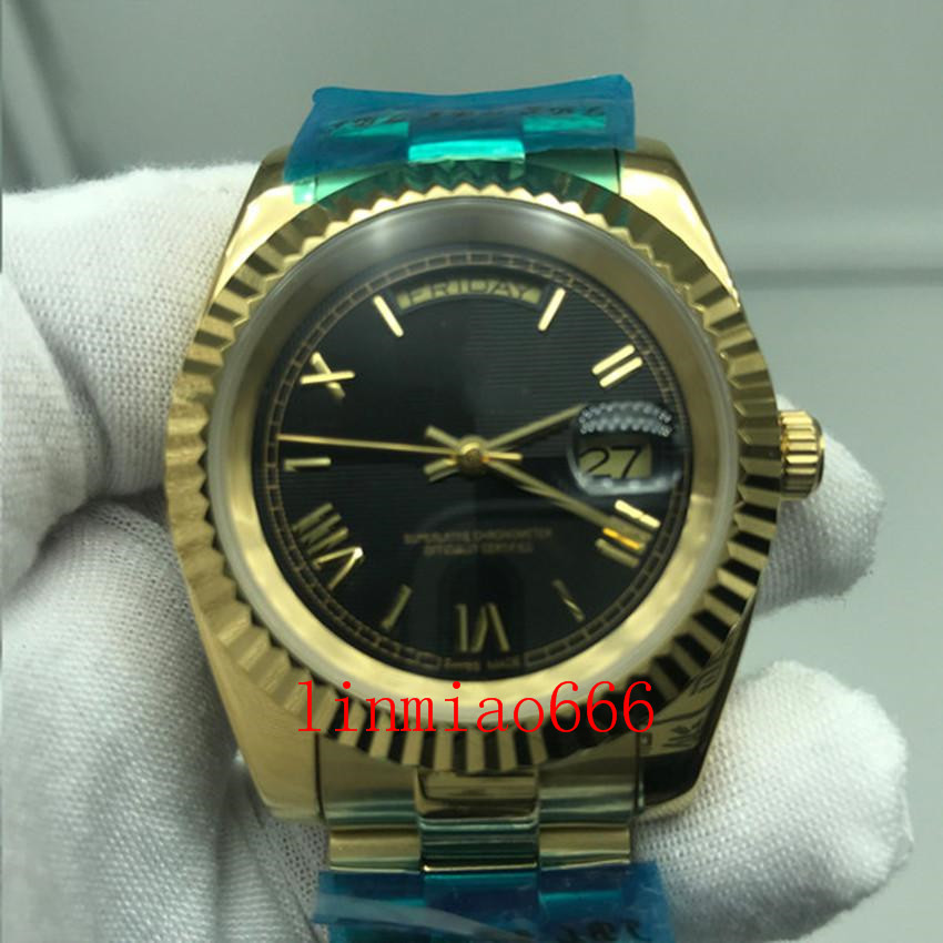 Gold Day 41MM wristwatches Dial Big Date Automatic Mechanical Movement Sapphire Glass President Steel Mens-image-715085047
