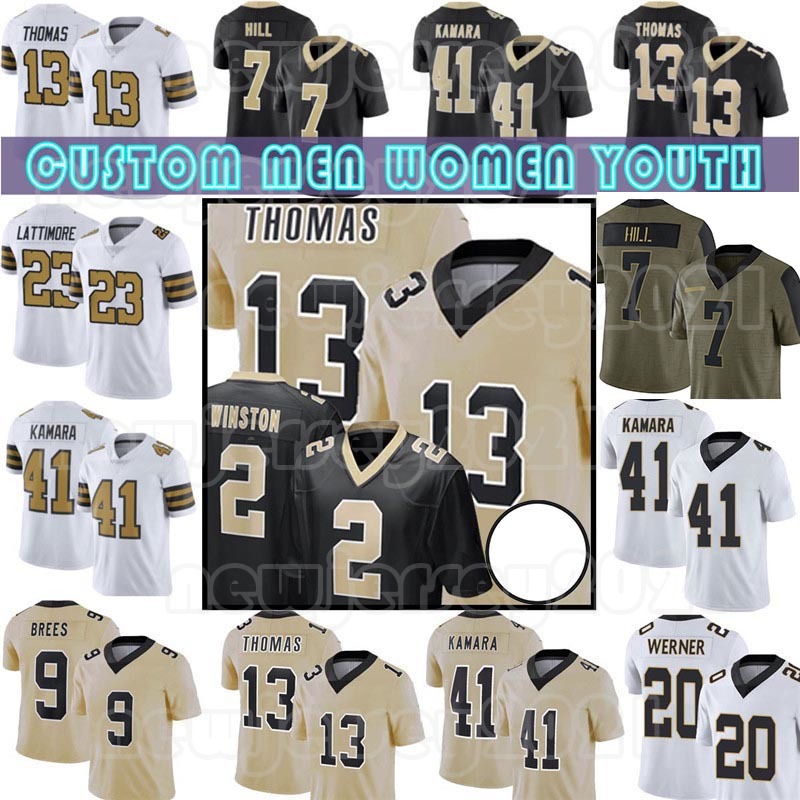 

41 Alvin Kamara 13 Michael Thomas Men Football Drew Brees Jerseys Marquez Callaway Jameis Winston Taysom Hill Marshon Lattimore Ian Book Pete Werner TreQuan Smith, Custom men (s t)