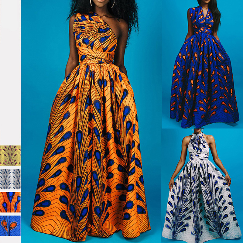 Print Long African Dress Ethnic Style Women Sexy Split Elegant Party Dress Summer Ankara Maxi Dresses-image-699304873