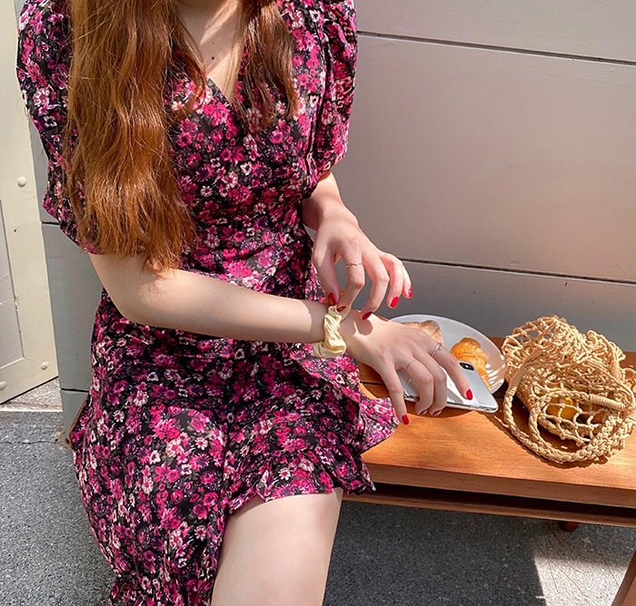 Plus Size Summer Girls Boho Party Chiffon Female Vintage Dress print short Sleeve Women Dresses Robe Vestido 210417Z
