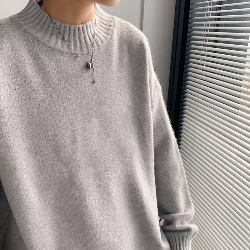 

Men's Sweaters Autumn And Winter Thickened Sweater Hong Kong Style Loose Long Sleeve Acrylic Nylon Solid Color Sweate, White;black