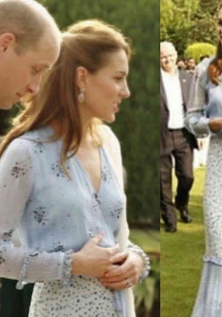 

2020 Kate Middleton Long Dress High Quality Spring New Women es Fashion Party Casual Beach Elegant Chic Print Stitching Chiffon, Same as picture