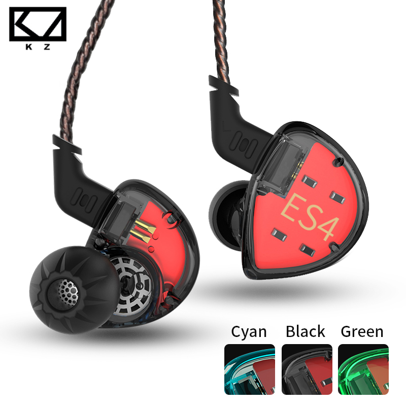 

KZ ES4 In Ear Monitors Armature And Dynamic Hybrid Headset Ear Earphone Earbuds HiFi Bass Noise Cancelling Ear Hooks Headphones