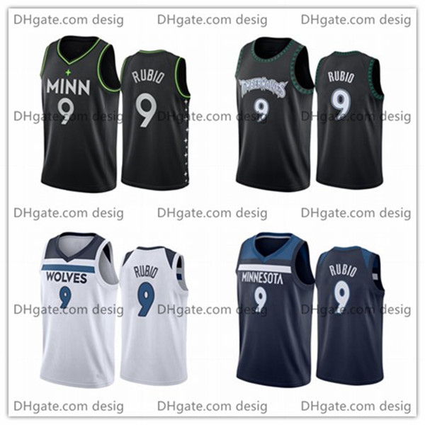 

Men Minnesota Timberwolves Ricky Rubio #9 Black 2021 City Edition Basketball Jersey Player