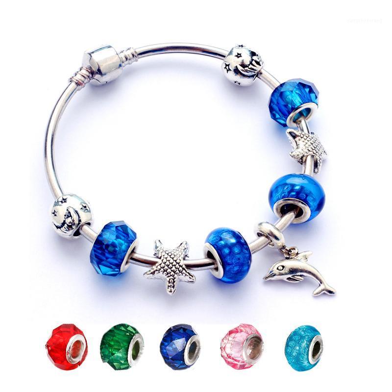 

Boho Dolphin Bracelets For Women Starfish Colorful Glass Beads Stainless Steel Bracelet & Bangles Fashion Jewelry Gift Pulseiras Bangle