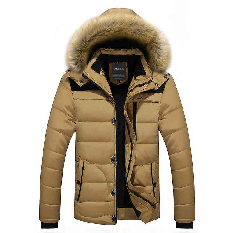 

Men's Down & Parkas New Winter Keep Warm Fur Collar Fashion Jacke FIT -30 'C Hooded Parka Thick Jackets Giaccone Uomo Inverno LJWI, Black
