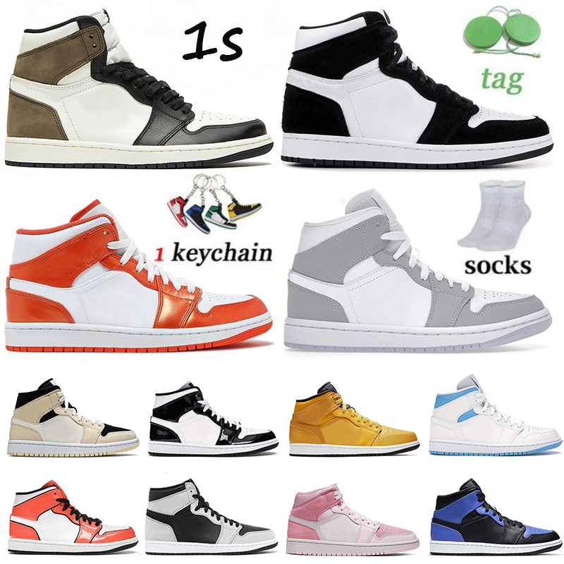 

Jumpman 1 Mens Women Basketball Shoes Air Jordan Retro High OG University Blue Gold Mid Grey Obsidian SE Electro Orange Trainers Sports Snea, White;red