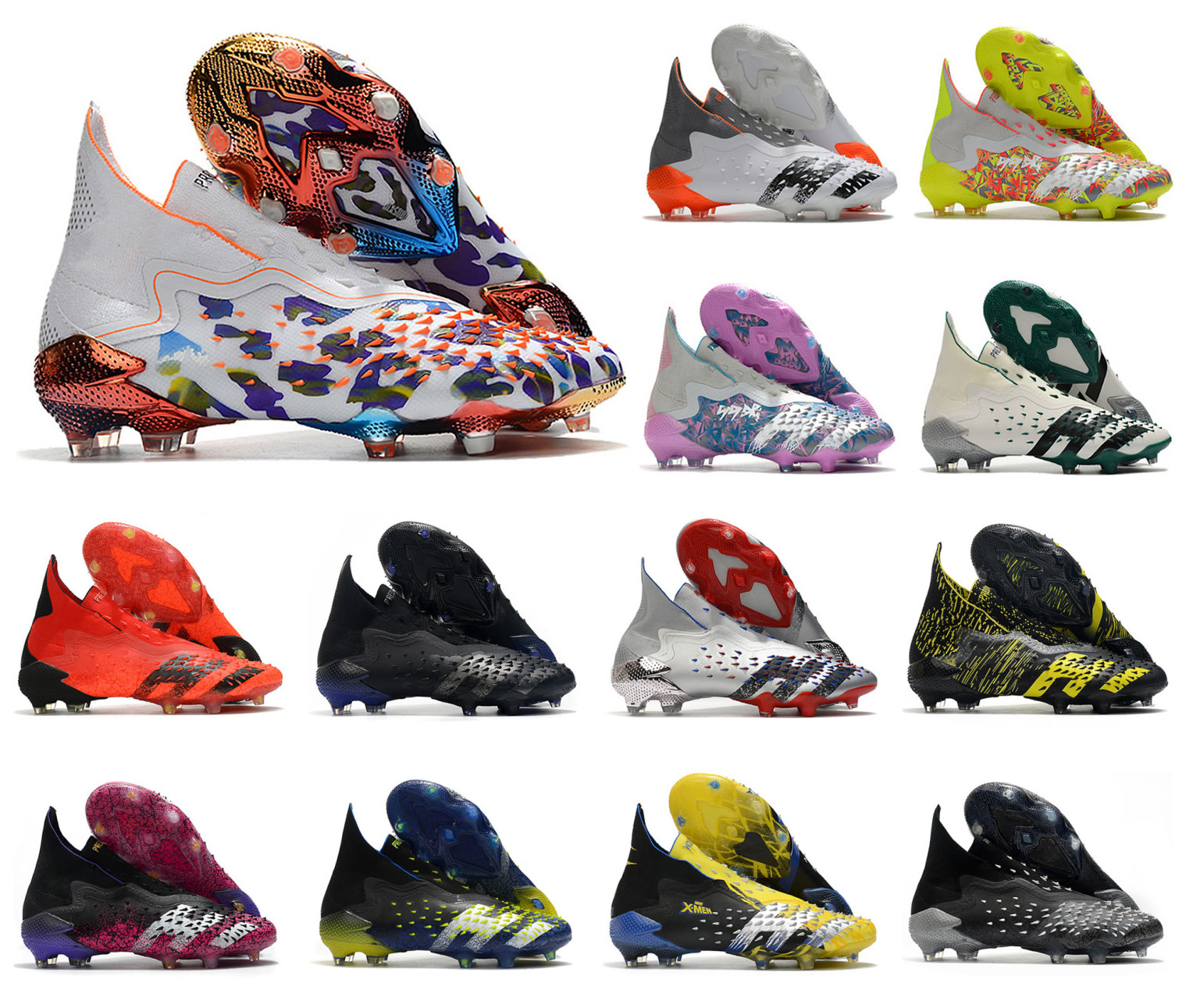 

2022 PREDATOR FREAK+ FG PP Mens Boys Soccer Football Shoes FREAK + 21+x EQT Pogba Whitespark Numbers Up Meteorite Escapelight Pack Cleats Boots High Ankle Size 39-45, 11 predator freak + fg