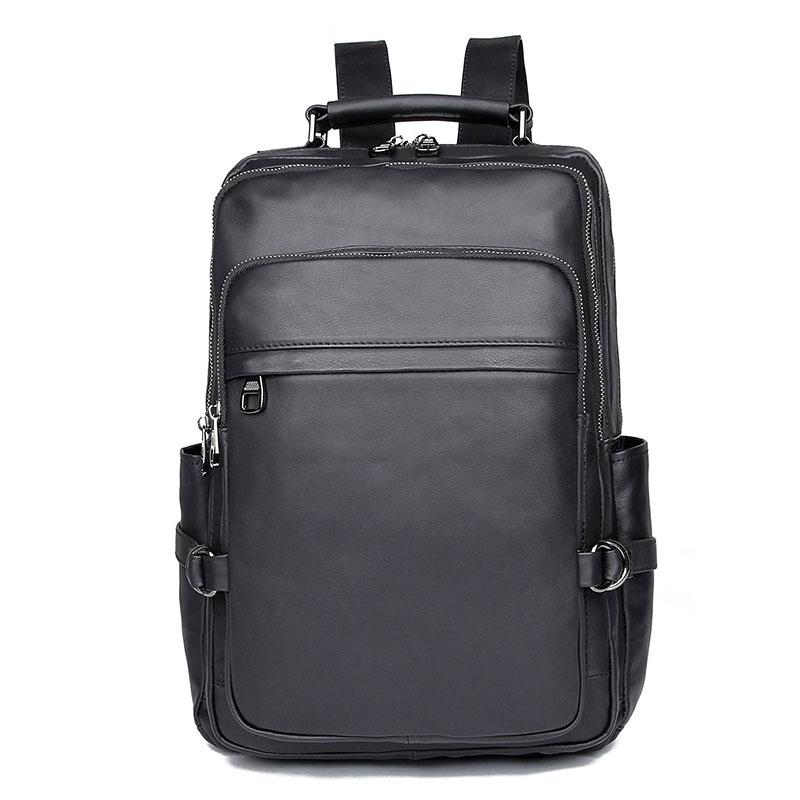 

Backpack Leather Bagpack High Quality Genuine School Bag Men Large Capacity 2752A, Black