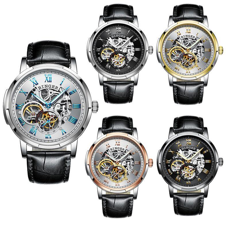 

Wristwatches Genuine BINGER5036 Business Series Mechanical Classical Man Watch Gentle Simple Generous Leisure Time Leathe Crystal, Leather3