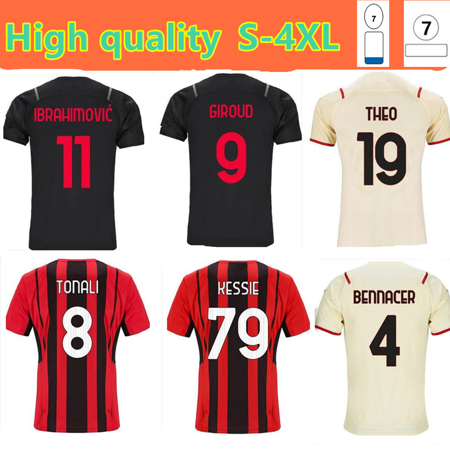 

21/22 AC Soccer jerseys GIROUD 2021 2022 IBRAHIMOVIC MAIGNAN TONALI Kessie THEO ÇALHANOGLU REBIC Menfootball shirts