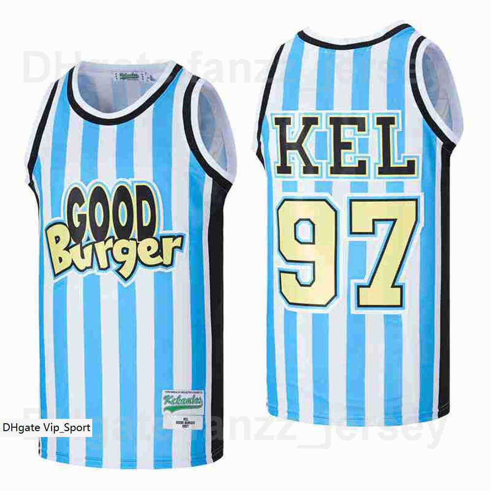 

Movie Basketball #97 Kel Mitchell Good Burger Jersey Hip Hop Breathable Team Color Blue HipHop High School For Sport Fans Pure Cotton Shirt