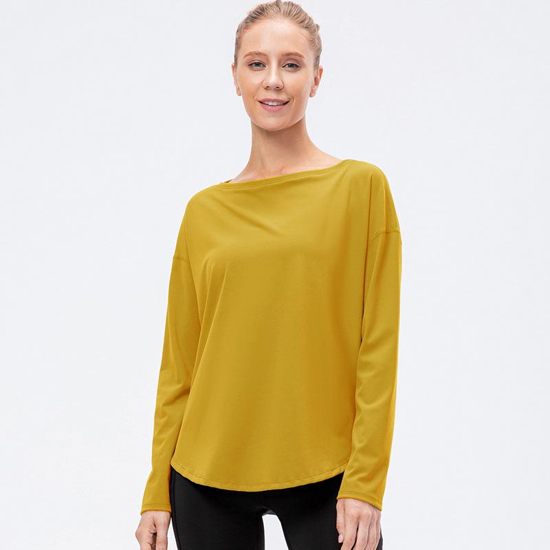 

Yoga Outfit Women's Wear Long Sleeve Fitness Top Sportswear Running T-shirt Solid Color Gym Shirt Workout Tops For Women