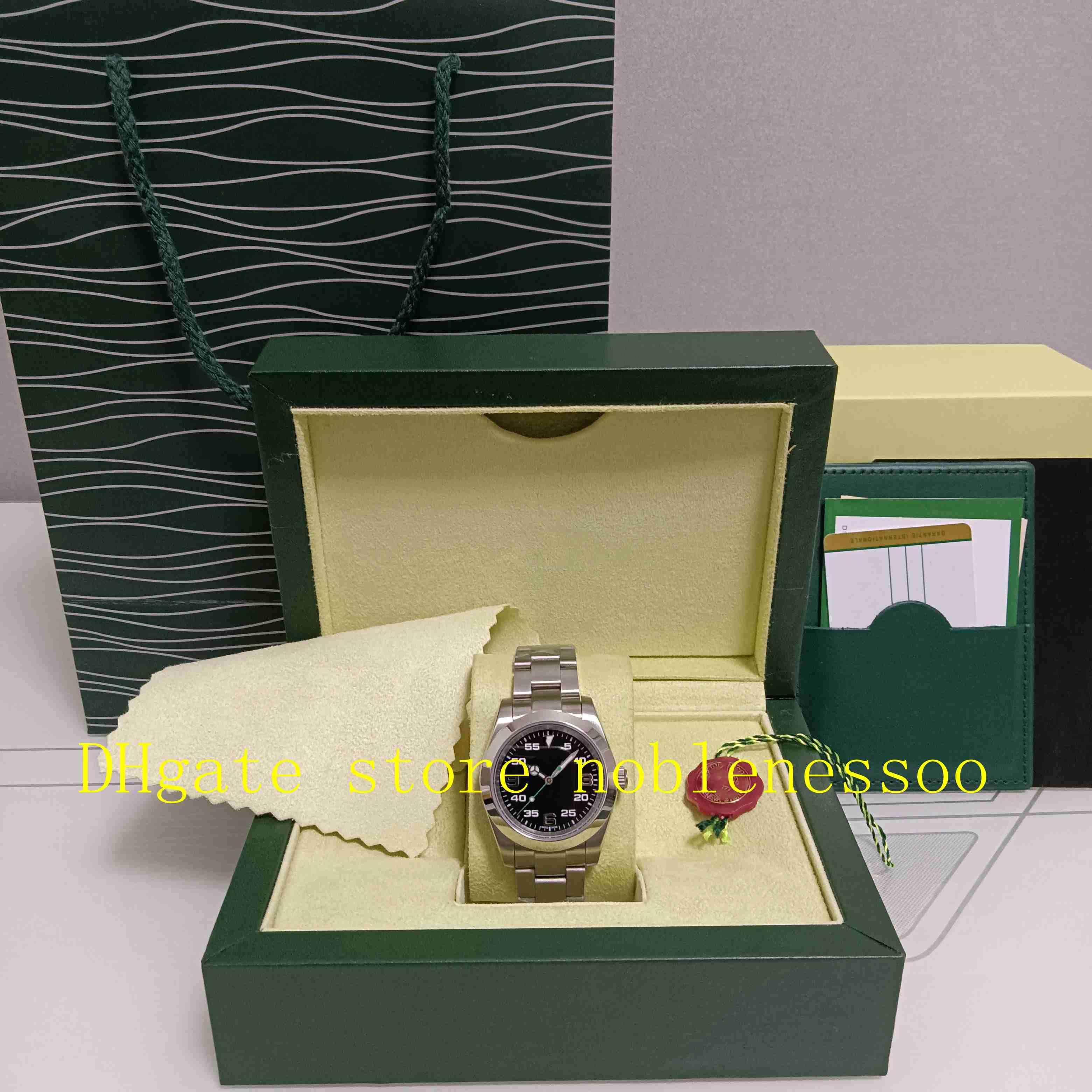 

Real Photo With Original Box Watches Men Air 40mm Green Black Dial Stainless Steel Arabic 116900 Oyster Bracelet 2813 Movement Mens Automati, Slivery;brown