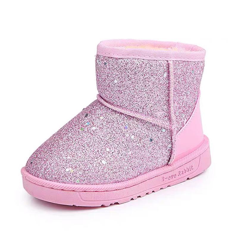 

Boots Winter Wool Shoes Kids Girls Snowboots Glitter Boys Teenage Children Waterproof Snow Warm Thick Baby, Black;grey
