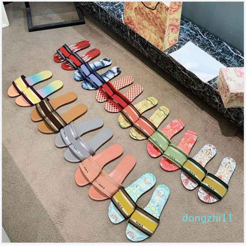 

Fashion Classics sandals slippers slides Floral brocade Gear bottoms Flip Flops women shoes striped Beach causal slipper home, #1