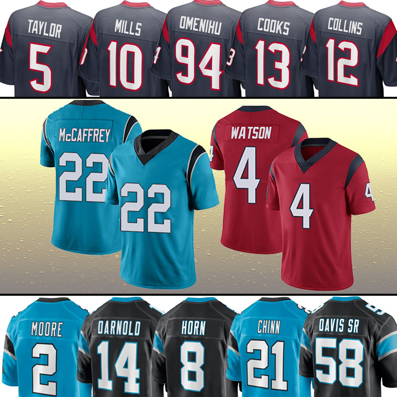 

22 Christian McCaffrey Jerseys 2 D.J Moore Sam Darnold Jaycee Horn Deshaun Watson Tyrod Taylor Davis Mills Collins 53 Brian Burns 21 Jeremy Chinn Robby Anderson, Men(hei bao)