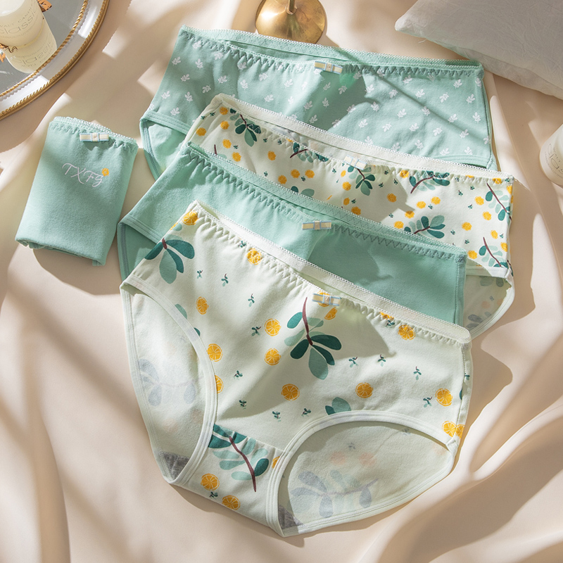 

2021 JX 5Pcs/lot Underwear Women Panties Comfort 95% Cotton Seamless Womens Cute Print Briefs Soft Breathable Sexy Women Lingerie, Multi