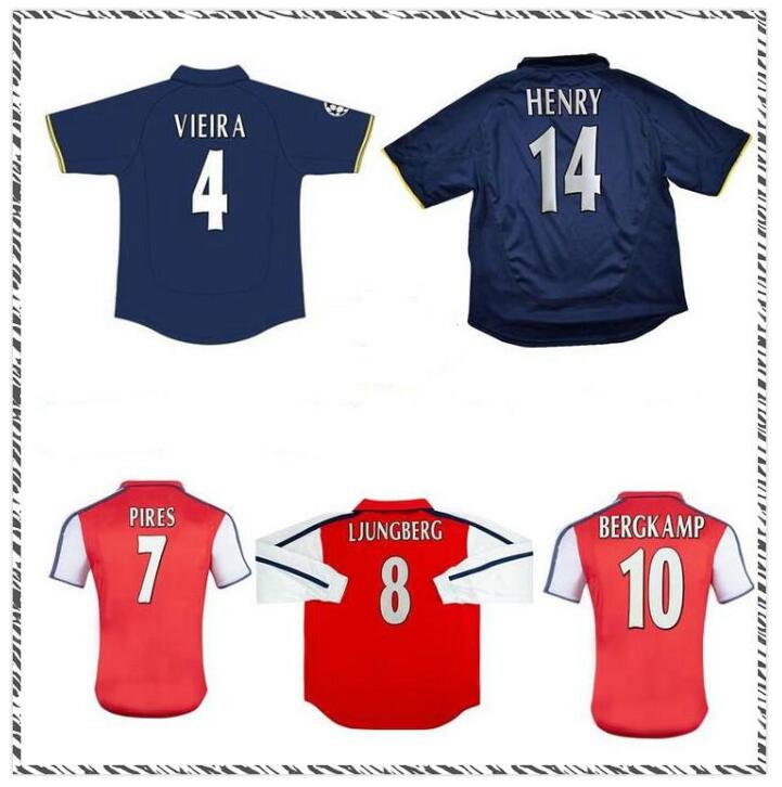

2000 2002 Bergkamp Henry retro soccer jersey 2001 home away VIEIRA PIRES KEOWN LJUNGBERG Wiltord Cole classic vintage football shirt, Black;yellow