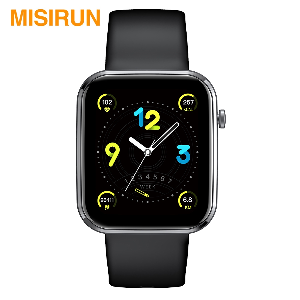 

MISIRUN Z15 Smart Watch for Man Women Full Touch Blood Pressure Smart Clock Women watch Smartwatch for IOS Android Xiaomi Phoneg, Black