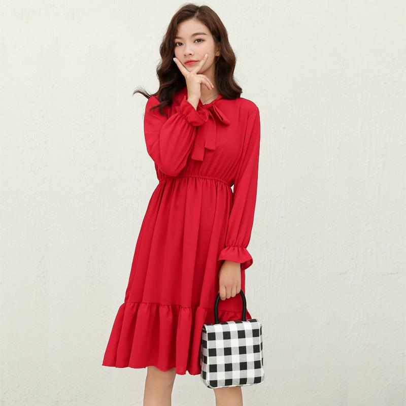 

Casual Dresses Chiffon Long Sleeve For Women In 2021 Fashion "A", Beige