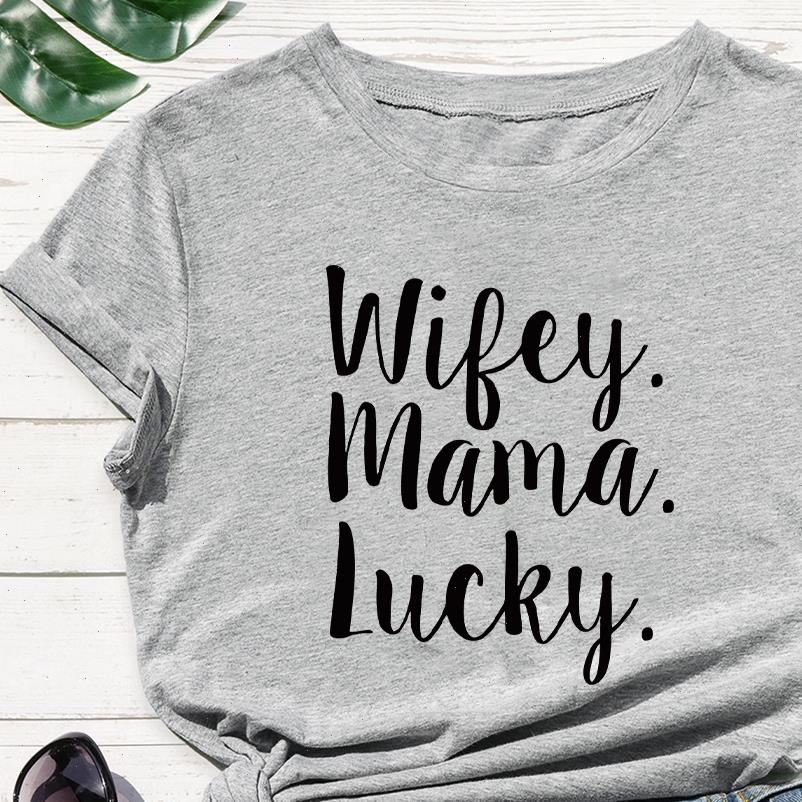 

aesthetic hip hop cute womens summer wigey. mama. lucky. letter print modern exquisite graphic, White