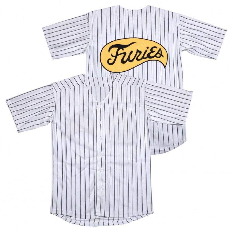 

Men's The Warrior Furies Baseball Movie Jersey Stitched Pinstripe, White