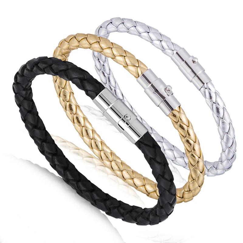 

Charm Bracelets Women Fashion Leather Rope Braided Buckle Bracelet Bangle Wrap Jewelry Gift