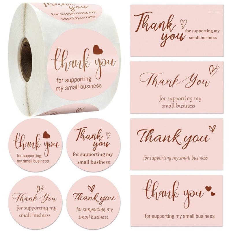 

Gift Wrap 50/500PCS Round Thank You Stickers For Supporting My Small Business Thanks Greeting Cards Candy Bags Paper Seal Label Party