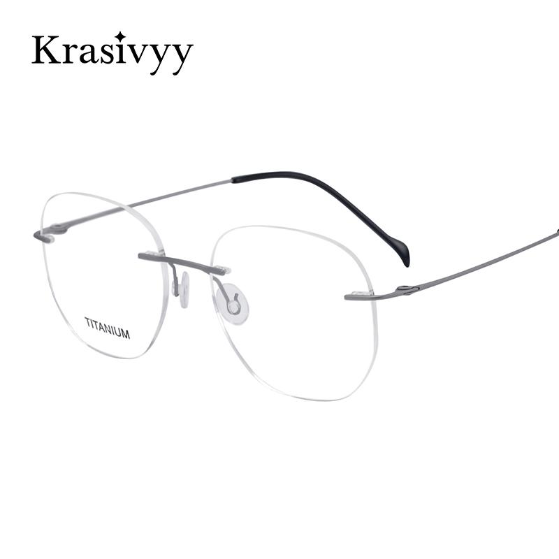 

Fashion Sunglasses Frames Krasivyy Rimless Glasses Frame Women Brand Design Screwless Optical Prescription Eyeglasses For Men Pure Titanium