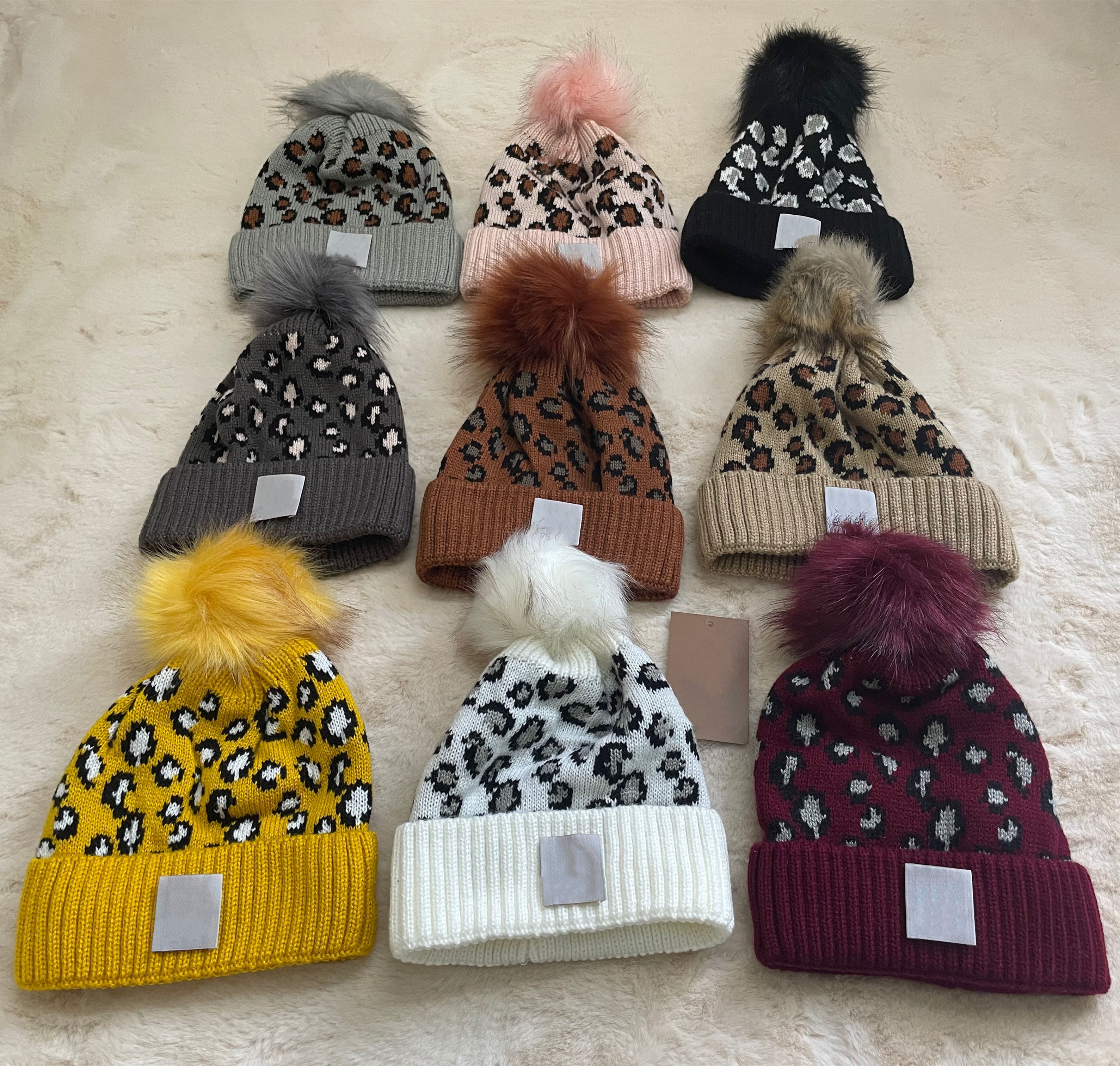 

Designer Beanie Brand Caps For Adult Women Child Winter Knitted Leopard Hats Unisex Kids Warm Gorro Solid Color Knit Parent-Child Beanies