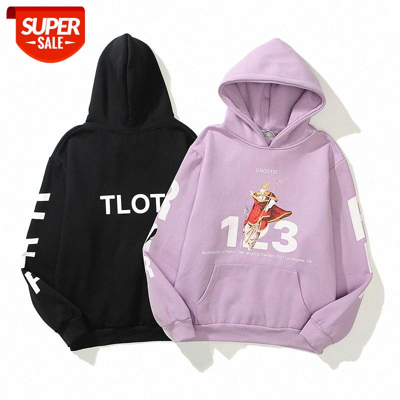 

Anime print hip-hop unisex loose casual long-sleeved hooded sweater #Wr54, Black