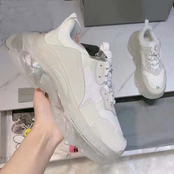 

2021-High Quality Mens Womens Casual shoes fashion platform lace-up Crystal elastic sole Sports Sneakers Size 36-45 With box, White