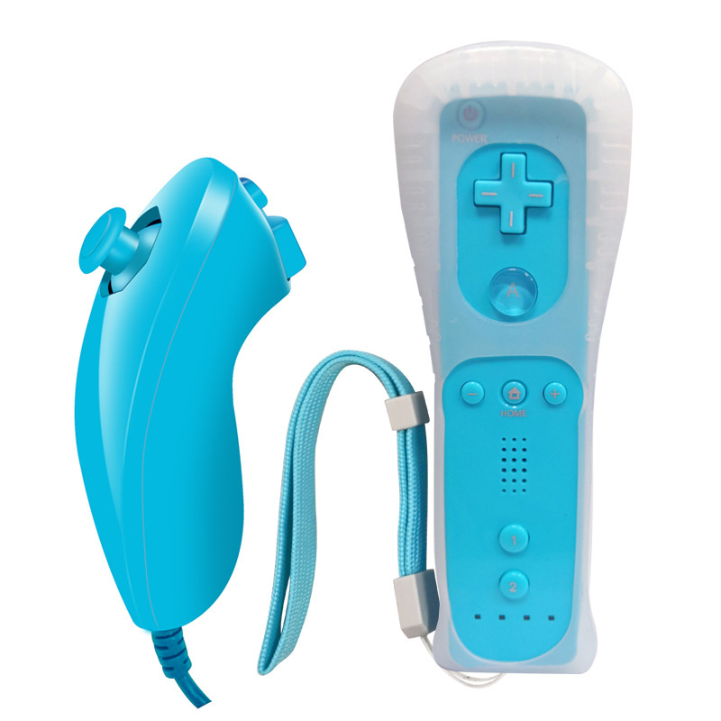 

2-in-1 Wireless Remote Joysticks Game Controllers+Nunchuk Control for Nintendo Wii Gamepad Silicone Case Motion Sensor DHL