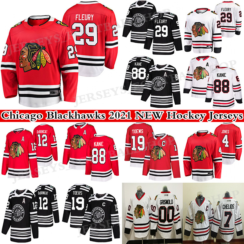 

Chicago Blackhawks jersey 19 Jonathan Toews 88 Patrick Kane 12 Alex DeBrincat 8 Dominik Kubalik 29 Marc-Andre Fleury 00 Clark Griswold hockey Jerseys, Red