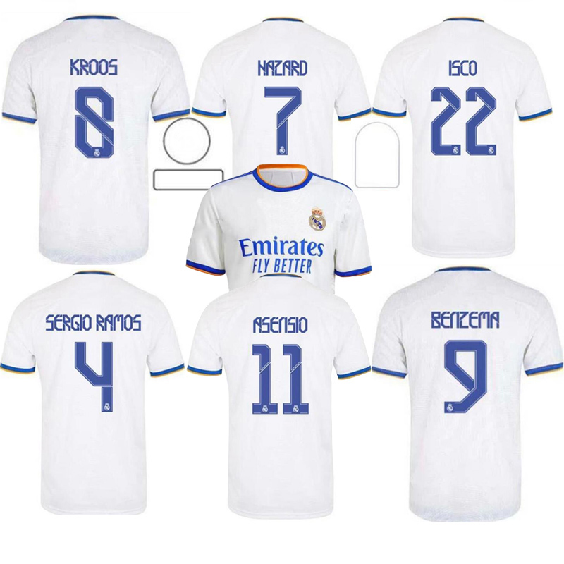 

2021 fans version Thai Quality Real Madrid home away jerseys 21/22 HAZARD Soccer jersey MODRIC BALE KROOS ISCO BENZEMA ASENSIO football shirts, Black;yellow