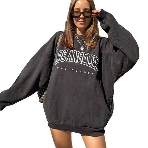 

Women Sweater Loose Cropped Hoodie Velvet Top Sweatshirt For Girls Oversized Autumn, Black