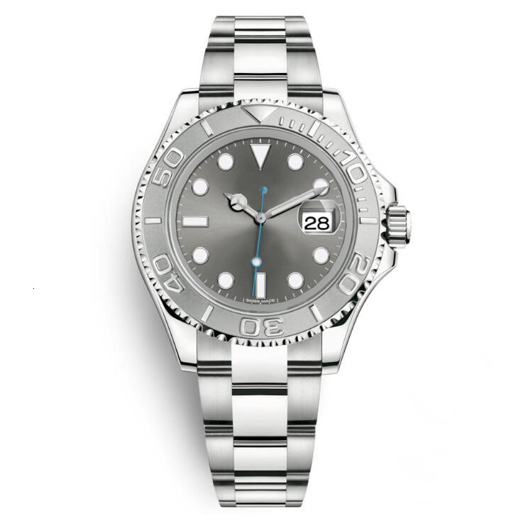 

Men's Watch Yacht Style 40mm Silver Dial Master Automatic Mechanical Sapphire Glass Classic Model Folding Buckle Clasp Wristwatch, Slivery;brown