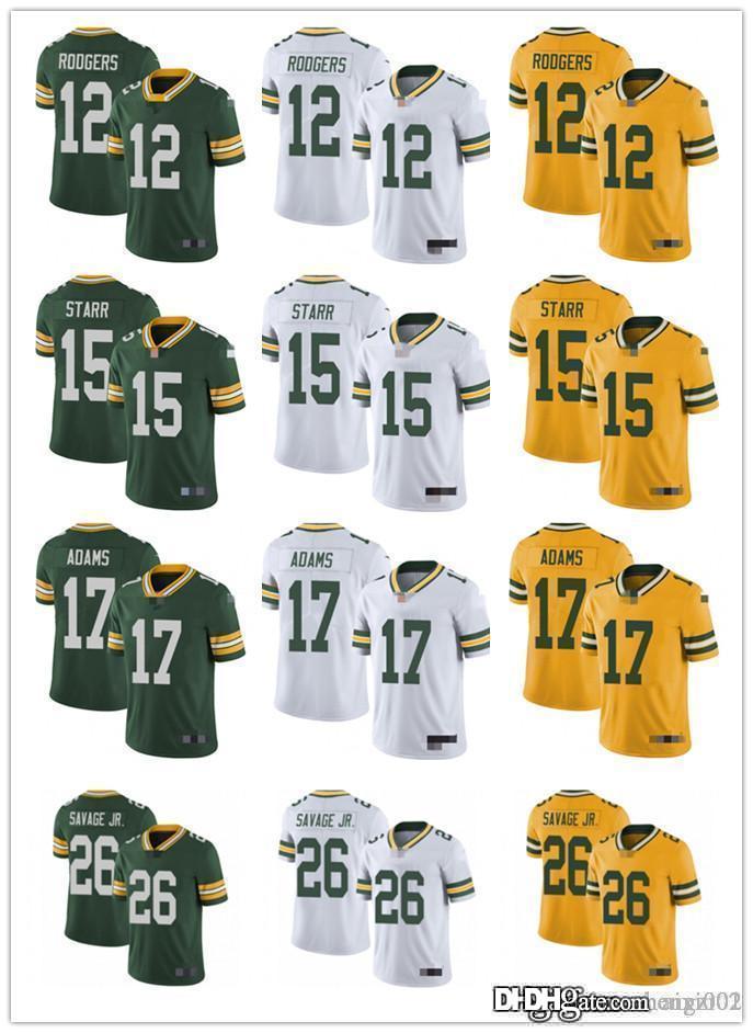 

Men Women Youth Green Bay Packers 12 Aaron Rodgers 26 Darnell Savage Jr. 17 Davante Adams 15 Bart Starr Football Jerseys, Black;red