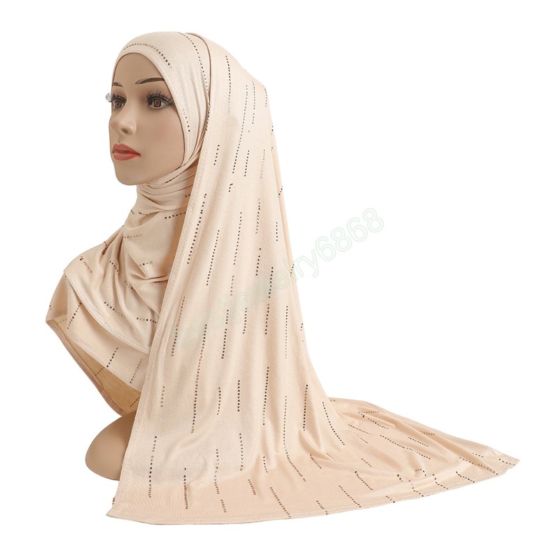 

Muslim Female Wrap Hijabs Shawls Ramadan Islamic Headwear Women Soft Hot Drill Turban Soft Long Scarf Malaysia Headscarf