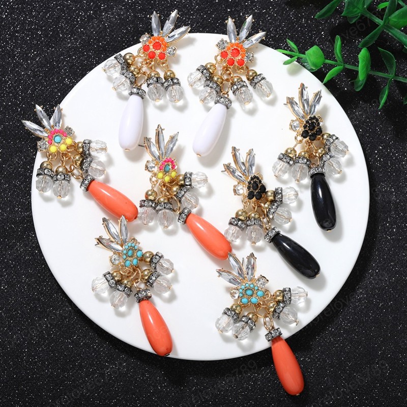 

Vintage Fashion Glass Tassel Water Drop Dangle Earring for Women Shiny Rhinestone Pendant Earrings Jewelry