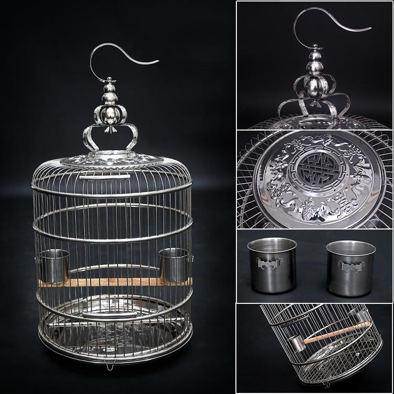 

Bird Cages Stainless Steel Cage Round Walk Parrot Myna Metal For Large Villas