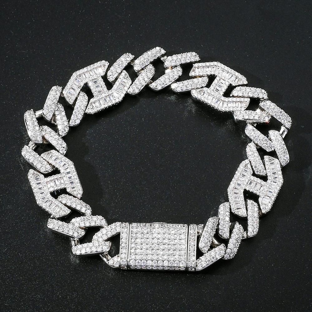 

New14k Real Gold Plating CZ Iced Out Miami Cuban Link Chain Bracelet Fashion Hip Hop 15mm Mens Zircon Chain Bracelet Joyas rock punk party gifts for men and women