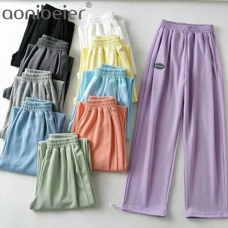 

Summer Women Joggers Fashion Drawstring Hem Elastic High Waist Casual Fitness Long Trousers Female Loose Pants 210604