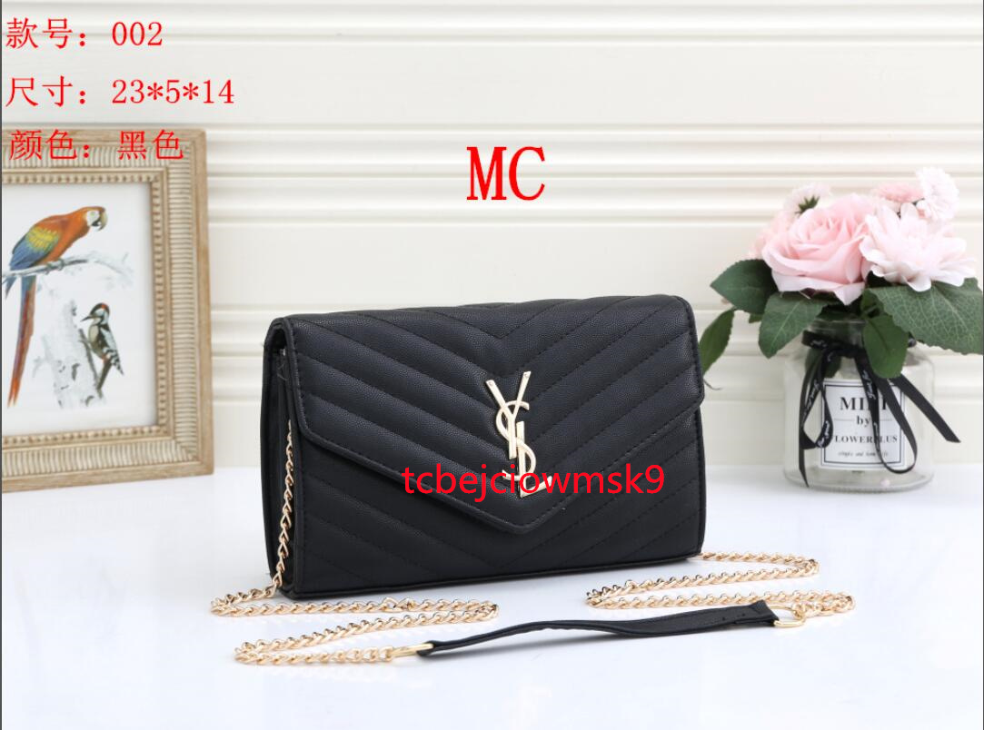 

26 yslsell women high quality leather handbag chain bag Envelope Shoulder Bags Messenger Dinner bag tote Shopping bag, Black;brown