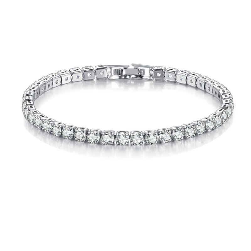 

Simple Luxury 4mm Cubic Zirconia Tennis Bracelet For Women Men Gold Silver Color Crystal Chain Bangle Engagement Wedding Party Jewelry Gifts