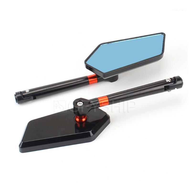 

Motorcycle Mirrors Universal Side E-Bike Scooter Blue Glass Rearview Moto Back Modified Convex Mirror Carbon Fiber