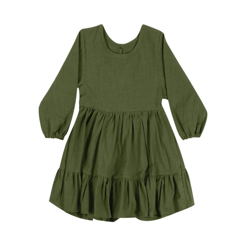 

Girl's Dresses Toddler Kids Baby Girl Dress Linen Long Sleeve Solid Color Casual Soft And Warm Clothes Suit, Red;yellow